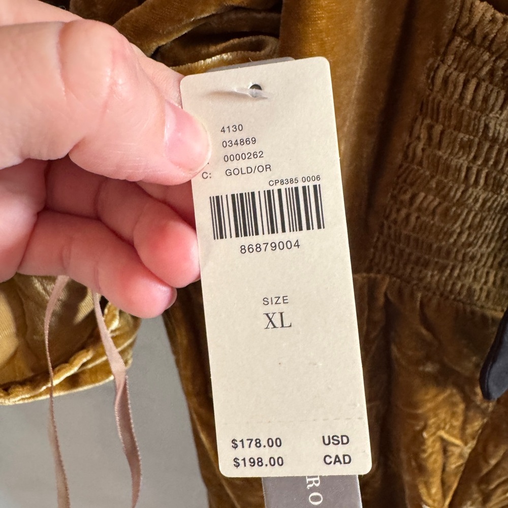 Anthropologie - Luxurious Velvet Maxi Dress in Gold - Size XL (NWT) - Picture 4 of 7